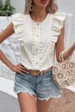 White Ruffle Sleeveless Top