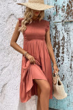 Plain Smocked Tiered Ruffle Dress