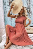 Plain Smocked Tiered Ruffle Dress