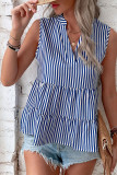 Stripes Splicing V Neck Sleeveless Top