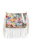 Flower Print Tassle Crossbody Bag