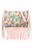Flower Print Tassle Crossbody Bag