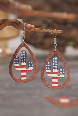 Independence Day America Flag Cactus Earrings