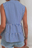 Stripes Splicing V Neck Sleeveless Top