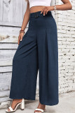 Plain Pin-Tuck Wide Leg Pants With Belt