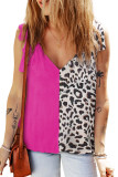 Rose Leopard Patchwork Tie Strap Tank Top