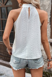 White Eyelet Pattern Sleeveless Tank Top