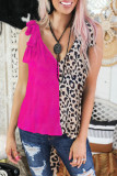 Rose Leopard Patchwork Tie Strap Tank Top