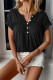 Black V-Neck Rolled Short Sleeve Henley Top