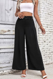 Plain Pin-Tuck Wide Leg Pants With Belt