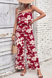 Strapless Ruffles Floral Jumpsuit