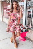 Multicolor Vintage Boho Print Short Sleeve Shift Dress