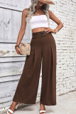 Plain Pin-Tuck Wide Leg Pants With Belt