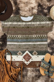 Western Print Short Sleeves Top