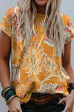 Western Print Short Sleeves Top