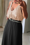 Plain Sequin V Neck Cami Tank Top