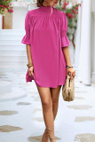 Plain Frill High Collar Babydoll Dress