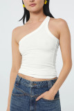 Plain Rib One Shoulder Crop Top