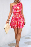 One Shoulder Tie Strap Floral Dress