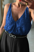 Plain Sequin V Neck Cami Tank Top