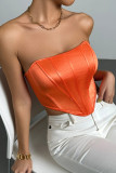 Plain Silky Tube Top With Fishbone
