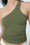 Plain Rib One Shoulder Crop Top