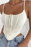 Plain Zipper Down Irregular Tank Top With Fishbone