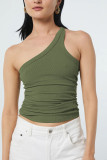 Plain Rib One Shoulder Crop Top