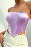 Plain Silky Tube Top With Fishbone