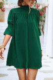 Plain Frill High Collar Babydoll Dress
