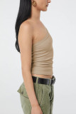 Plain Rib One Shoulder Crop Top
