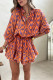 Orange Aztec Bubble Sleeve High Waist Romper