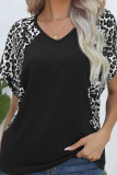V Neck Leopard Sleeves Top