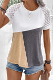 Color Block Lace Sleeves Top