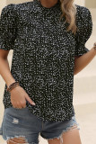 Frilled Puff Short Sleeves Floral Blouse