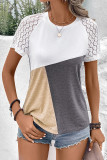 Color Block Lace Sleeves Top