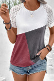 Color Block Lace Sleeves Top