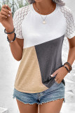 Color Block Lace Sleeves Top