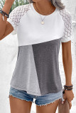 Color Block Lace Sleeves Top