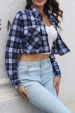 Plain Open Button Crop Shirt