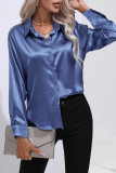 Plain Silky Open Button Long Sleeves Blouse Shirt