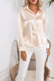 Plain Silky Open Button Long Sleeves Blouse Shirt