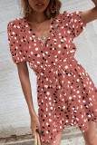 Wrap V Neck Spot Print Romper With Sash