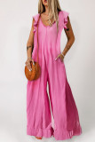 Rose Ruffled Wide Leg Jumpsuit