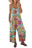 Floral Print Spaghetti Strap Wide Leg Jumpsuit