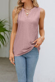 V Neck Eyelet Sleeveless Top