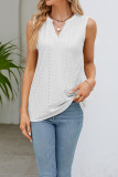 V Neck Eyelet Sleeveless Top