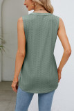 V Neck Eyelet Sleeveless Top