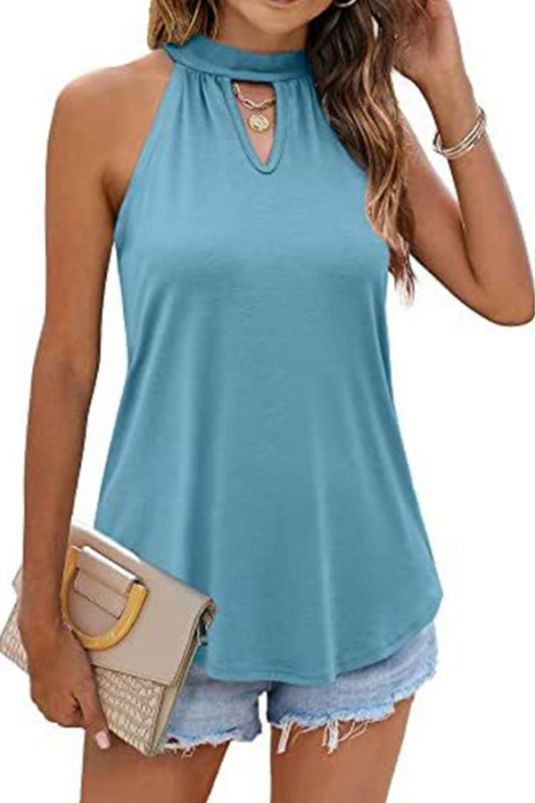 Sleeveless Halter Plain Top