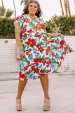 Multicolor Plus Size Floral Midi Dress